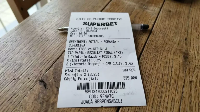 Bilet de pariuri 1X2 pe un meci de fotbal cu cele trei rezultate posibile
