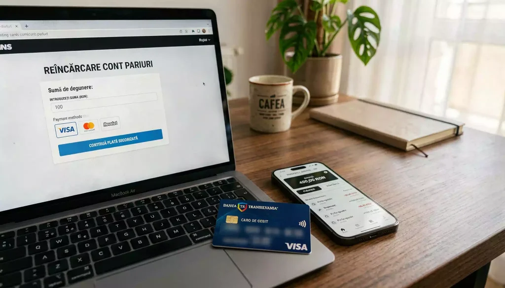 Card bancar și portofel electronic folosite pentru depuneri la pariuri online